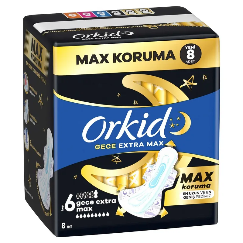 Orkid Gece Extra Max Hijyenik Ped 8'li