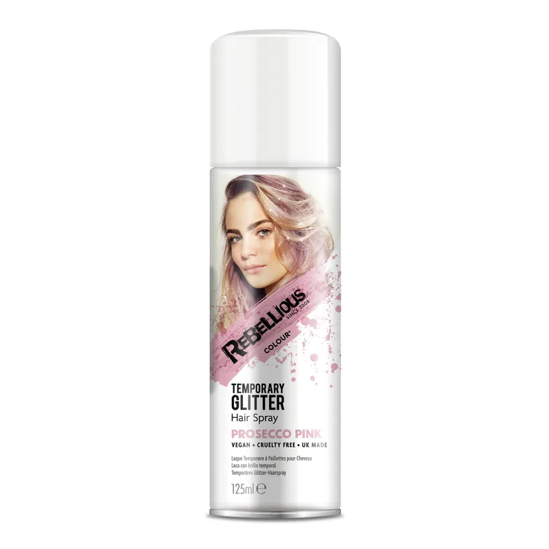 Rebellious Colour H/Spray Temporary Glitter Presco Pink 125 ml