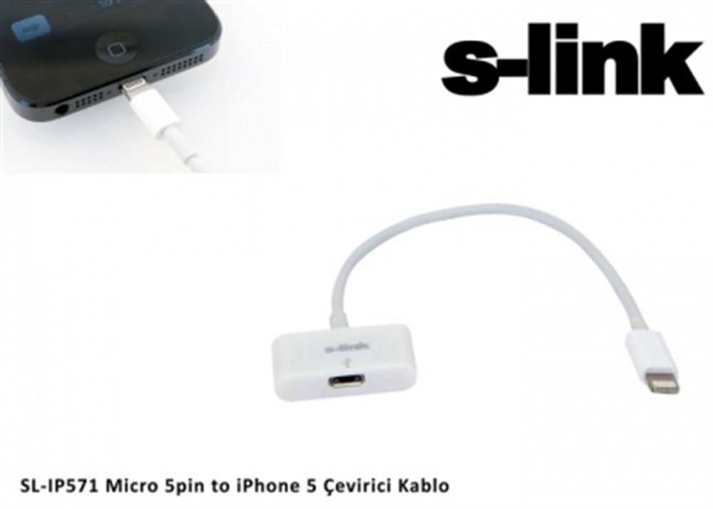 S-link SL-IP571 Micro 5pin to iPhone 5 Çevirici Ka