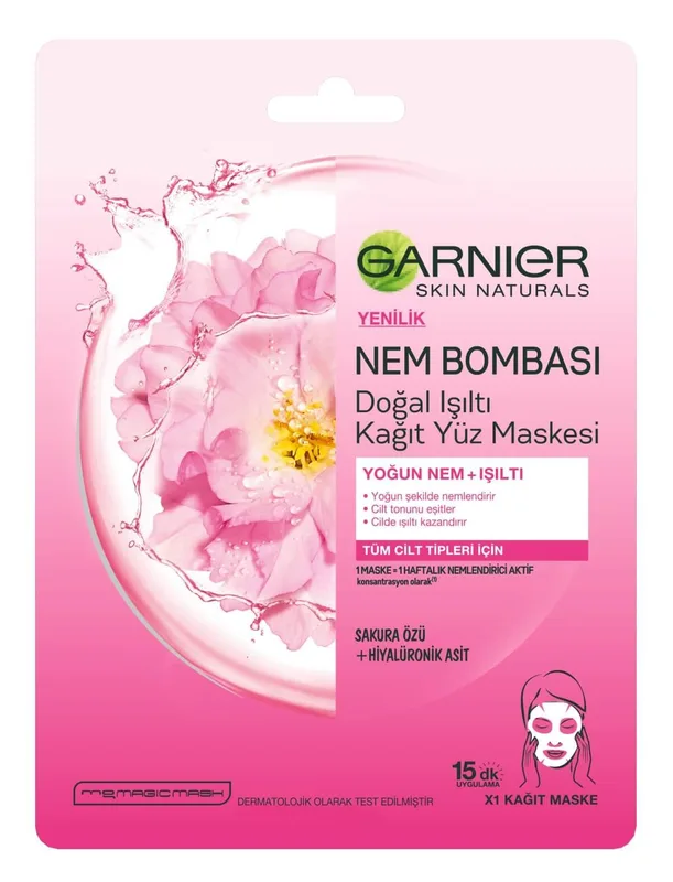 Garnier Skin Nat Nem Boması Kağıt Maske Pembe