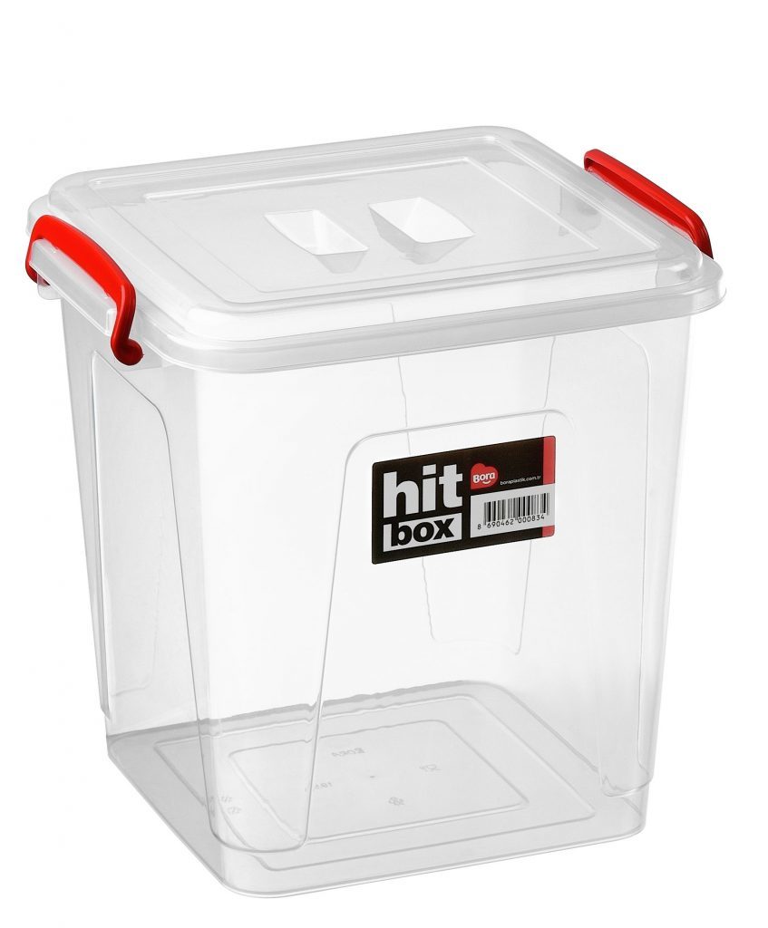 Bora Plastik Hit Box No: 16 19,5 Lt Kare Kapaklı Saklama Kasası