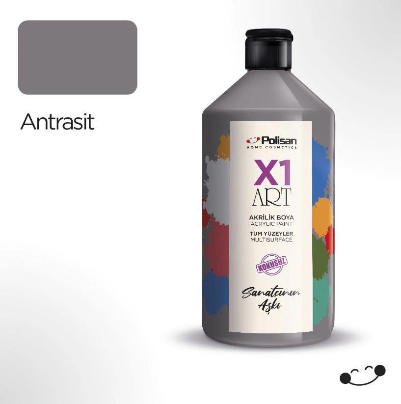 Polisan X1 Art Multisurface Antrasit 1000 ml Hobi Boyası