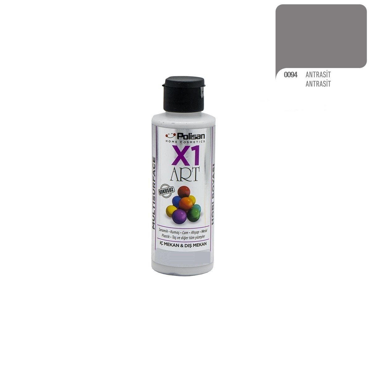 Polisan X1 Art Multisurface Antrasit Hobi Boyası