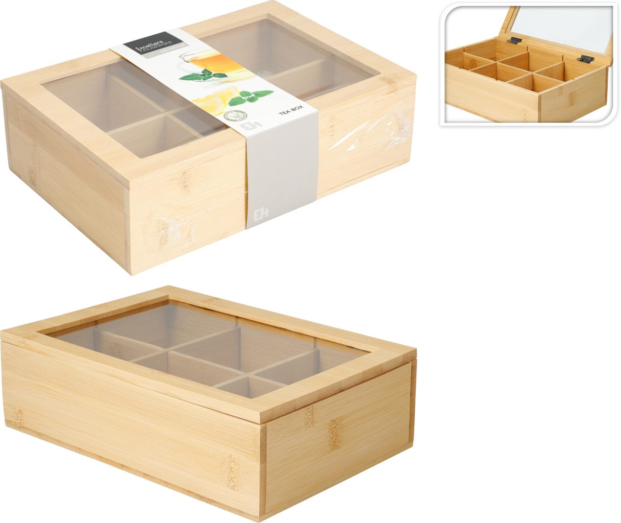 Tea Box Bamboo 24X16XH7CM 6 Compartment