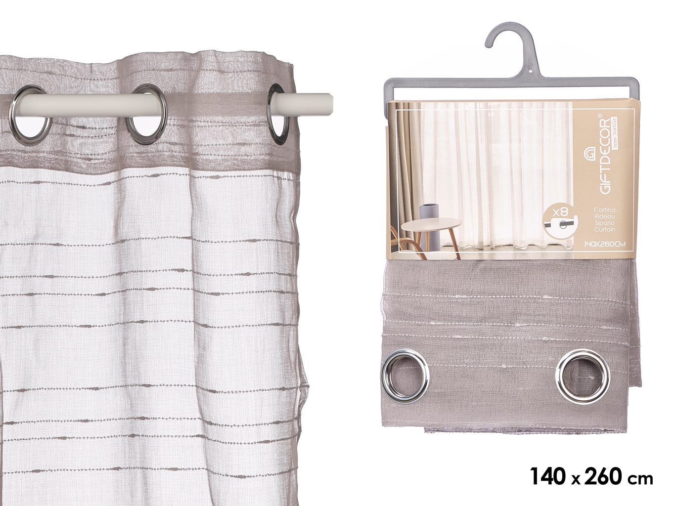 Kinvara Gri Perde Stripes Horizontal