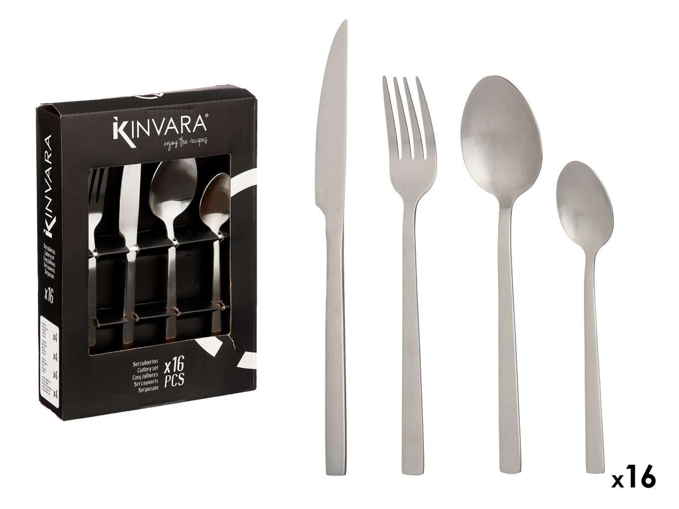 Kinvara Set 16 Cutlery Pcs Matte Silver