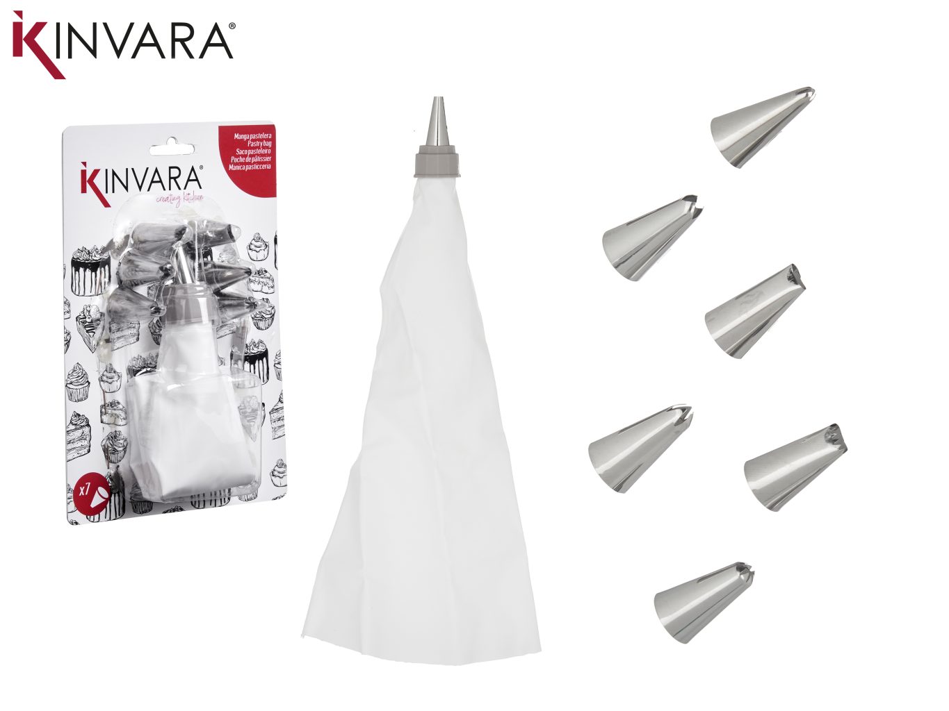 Kinvara Pastry Bag 7 Nozzles