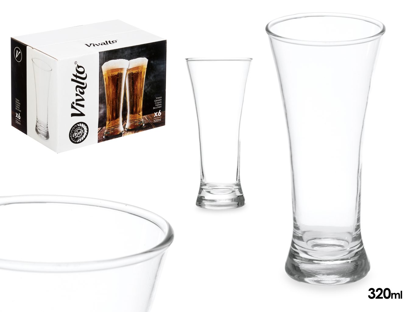Vivalto Conical Glass Cup 320ml 6lı