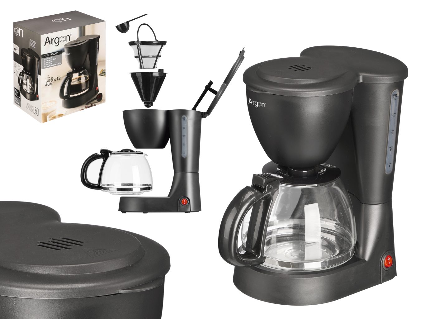 Argon Filtre Kahve Makinesi 12 Cups 550W 1,2l