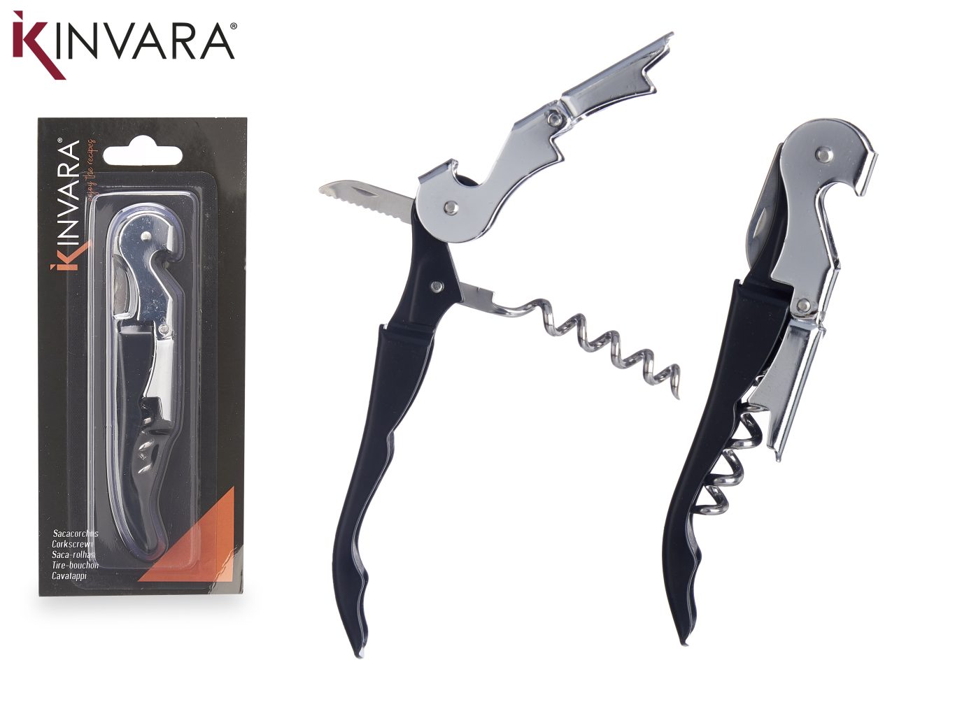 Kinvara Siyah Metal Tirbuşon Şarap Açacağı