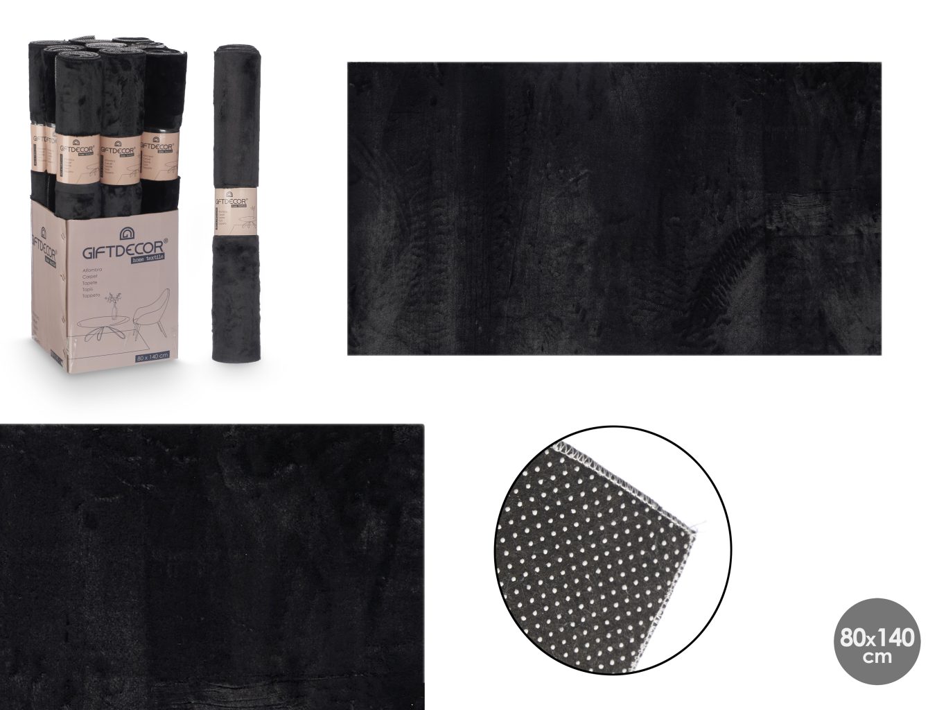 Giftdecor Soft RUG Black 80X140CM