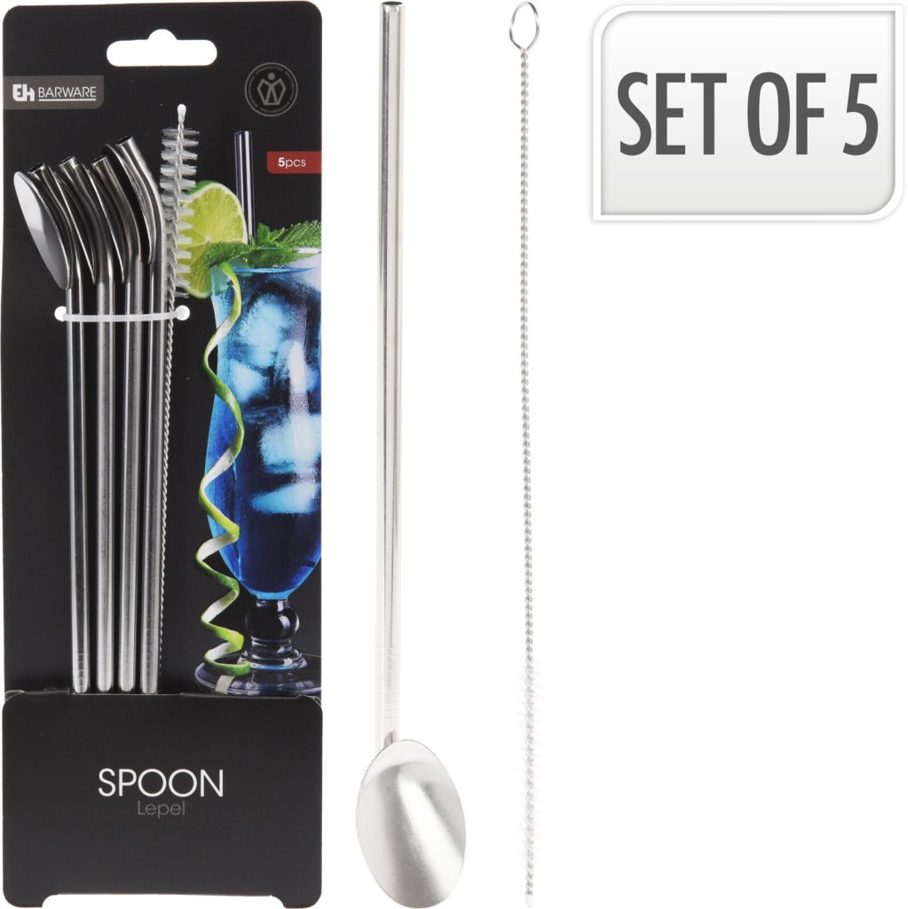 Drinking Straws with Spoon 5PC