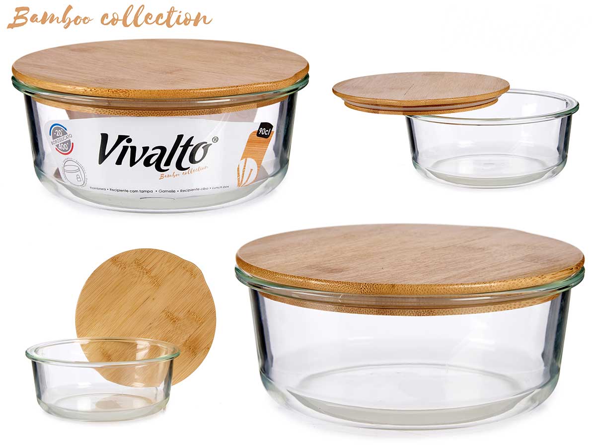 Vivalto Bamboo Kapaklı 950ml Yuvarlak Saklama Kabı