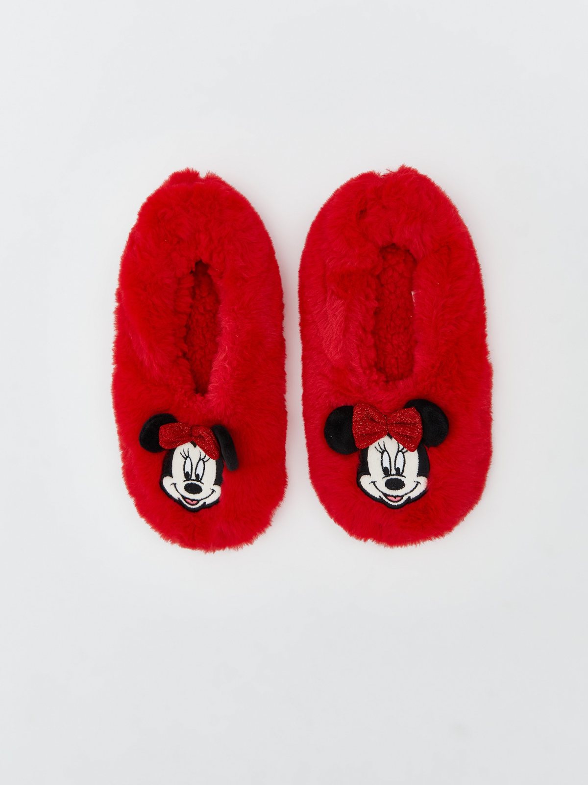 LC Waikiki Çocuk Minnie Mouse Peluş Ev Patiği Canlı Kırmızı