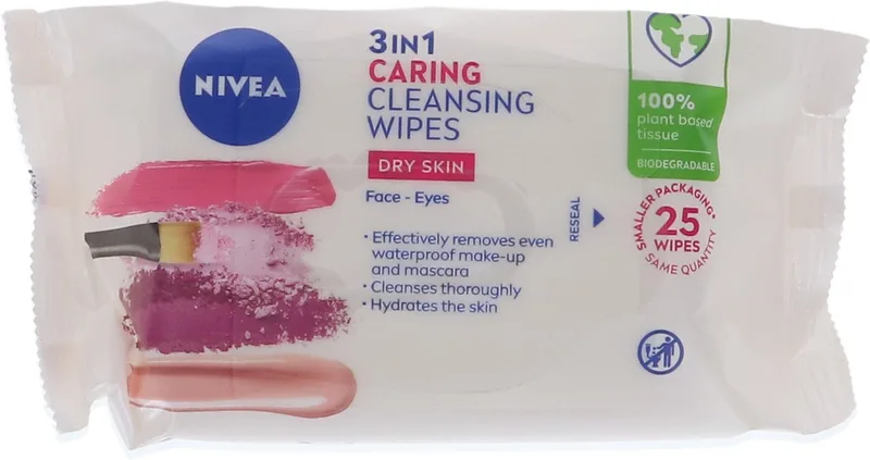 Nivea Biodegradable Wipes 25 S 3 In 1 Dry Skin