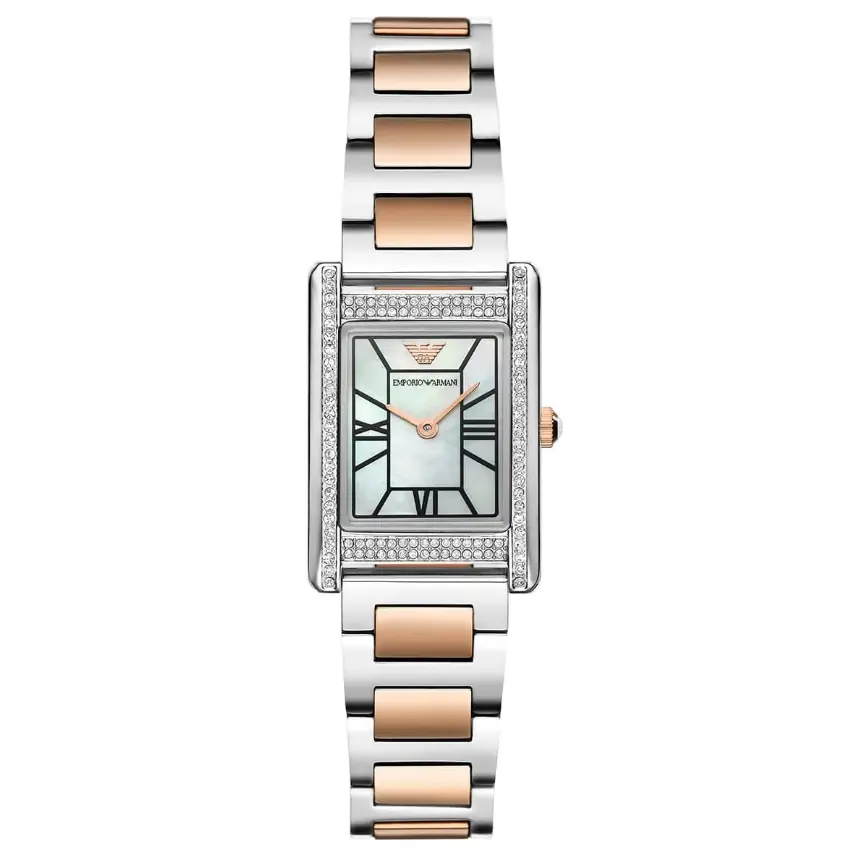 Two-Hand Two-Tone Rose Gold Silver Stainless Steel Women's Watch AR11637