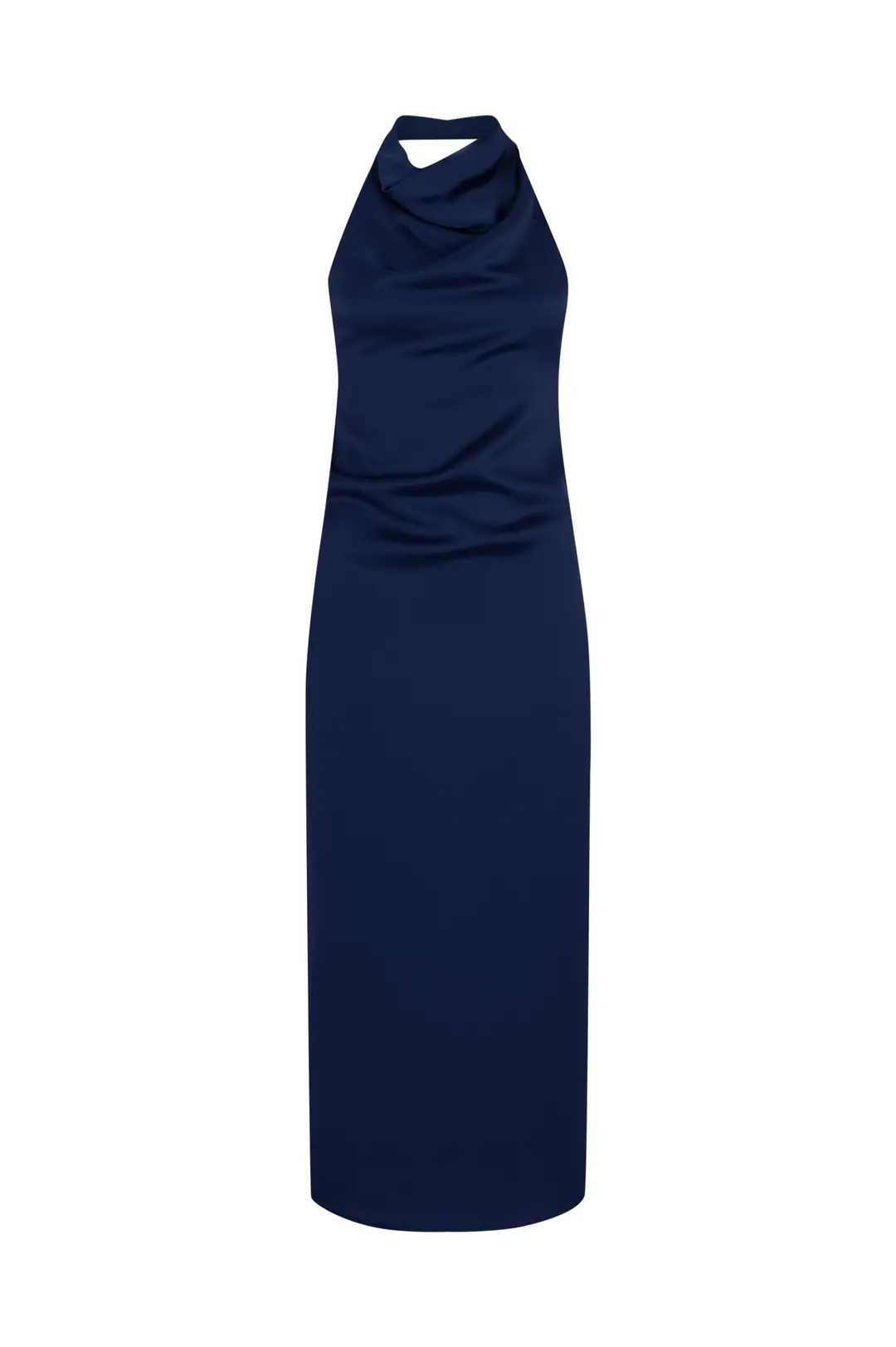Navy Blue Cowl Neck U Dres