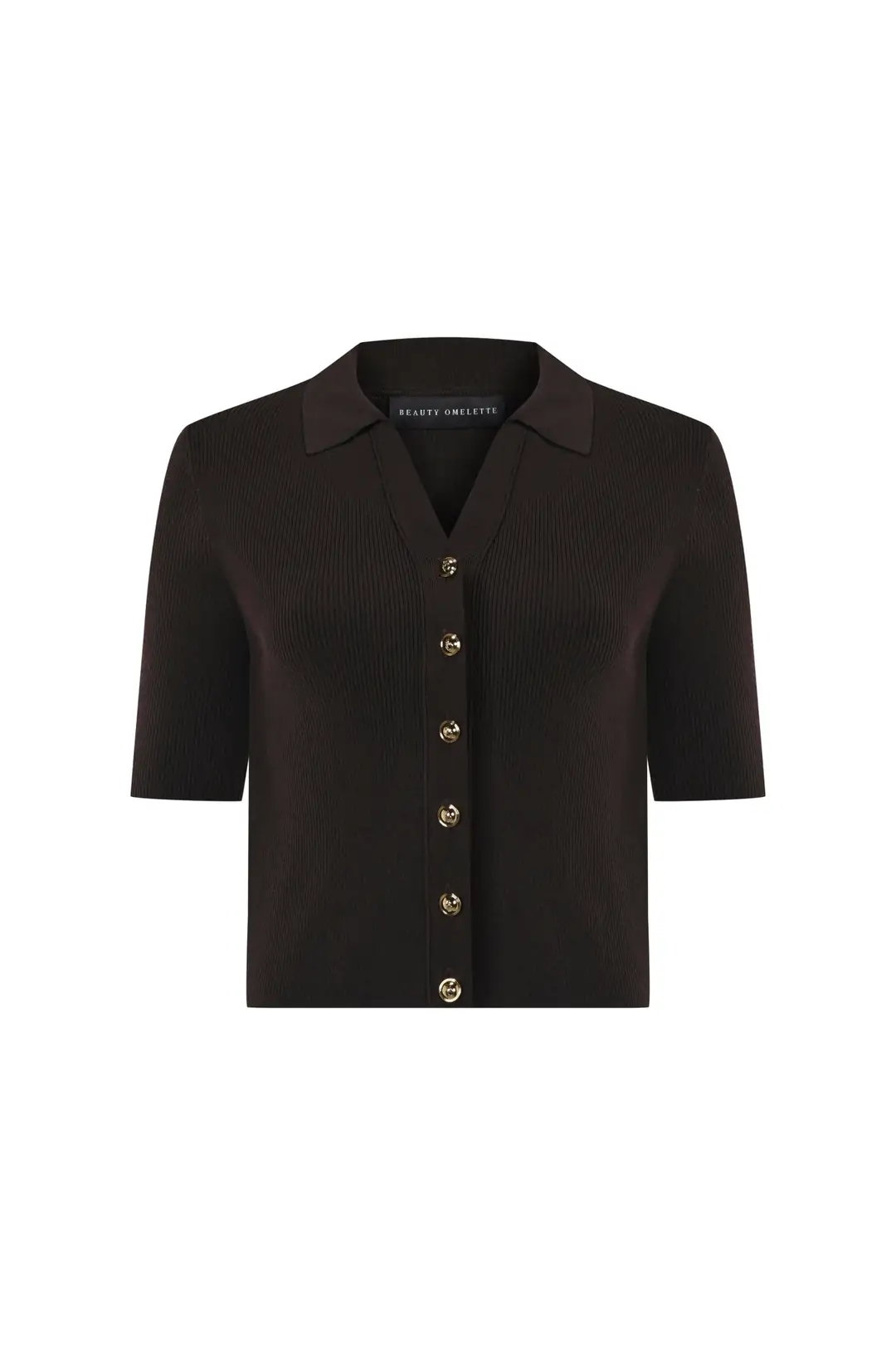 Short Sleeve Buttoned Shirt Knitwear