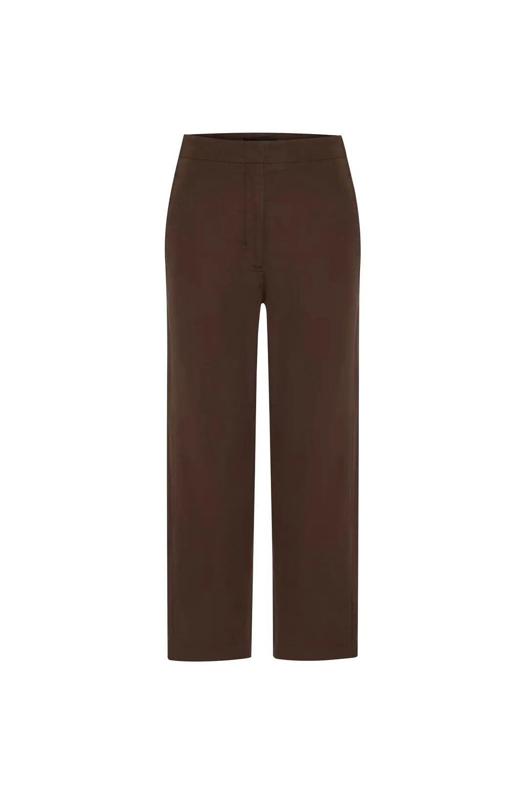Brown Gabardine Cropped Pant