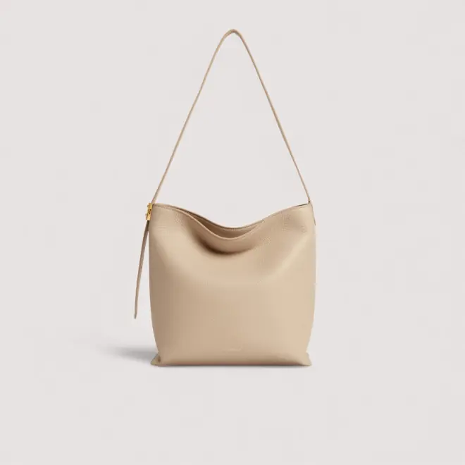 C-Me Lock Hobo Nude Cream Leather Shoulder Bag E1U4K130201