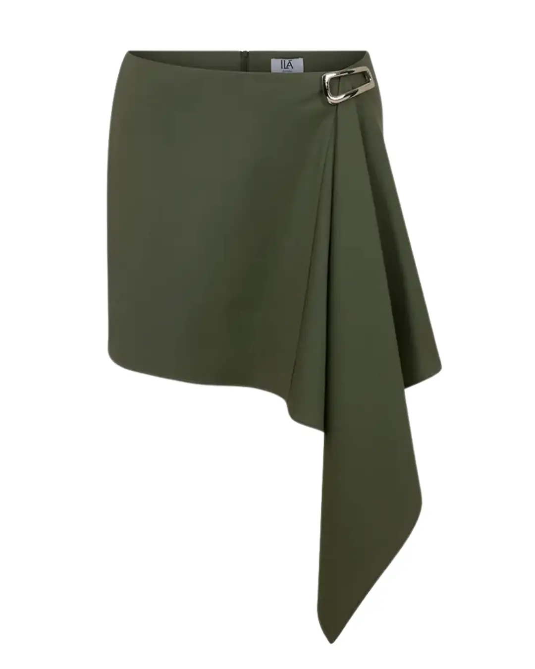 Lendy-Asymmetrical Wool-Blend Mini Skirt With Accessory Detail