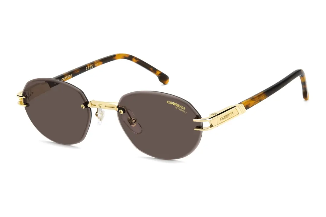 Brown Oval Gold Metal Sunglasses 1088/S