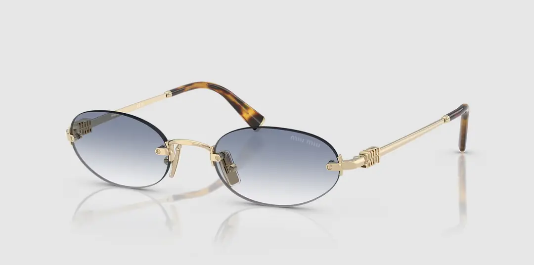 Gold Metal Oval Sunglasses MU A54S