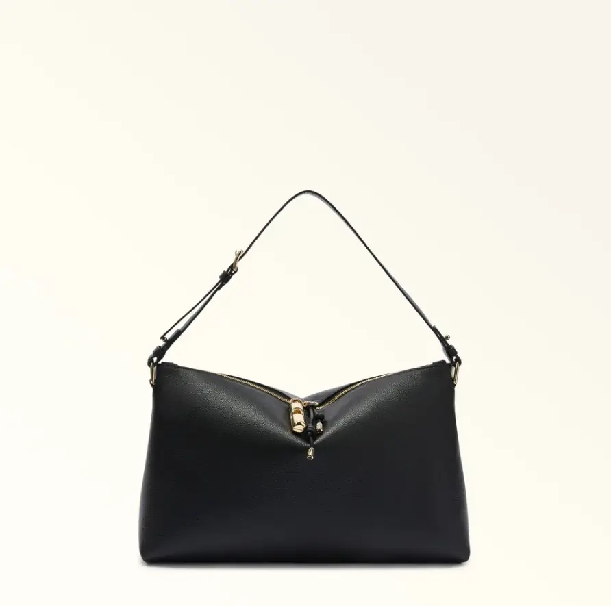 Debby Medium Black Leather Shoulder Bag Soft WB02006
