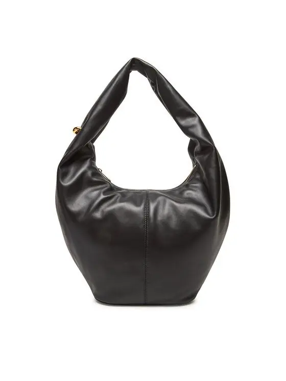 Ring Small Hobo Black Leather Shoulder Bag WB01541