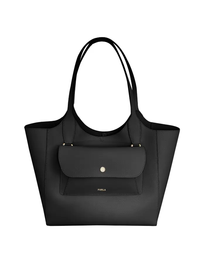Lea Medium Black Leather Tote Shoulder Bag WB01941