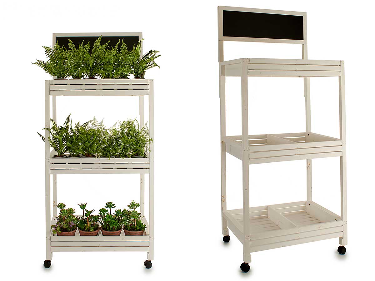 Wooden Trolley 3 Shelfs Slate White