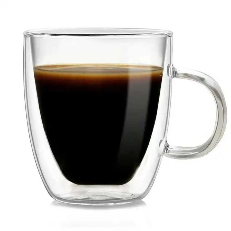 Kulplu Espresso Bardağı Çift Katman Çift Cidarlı - 90 ml
